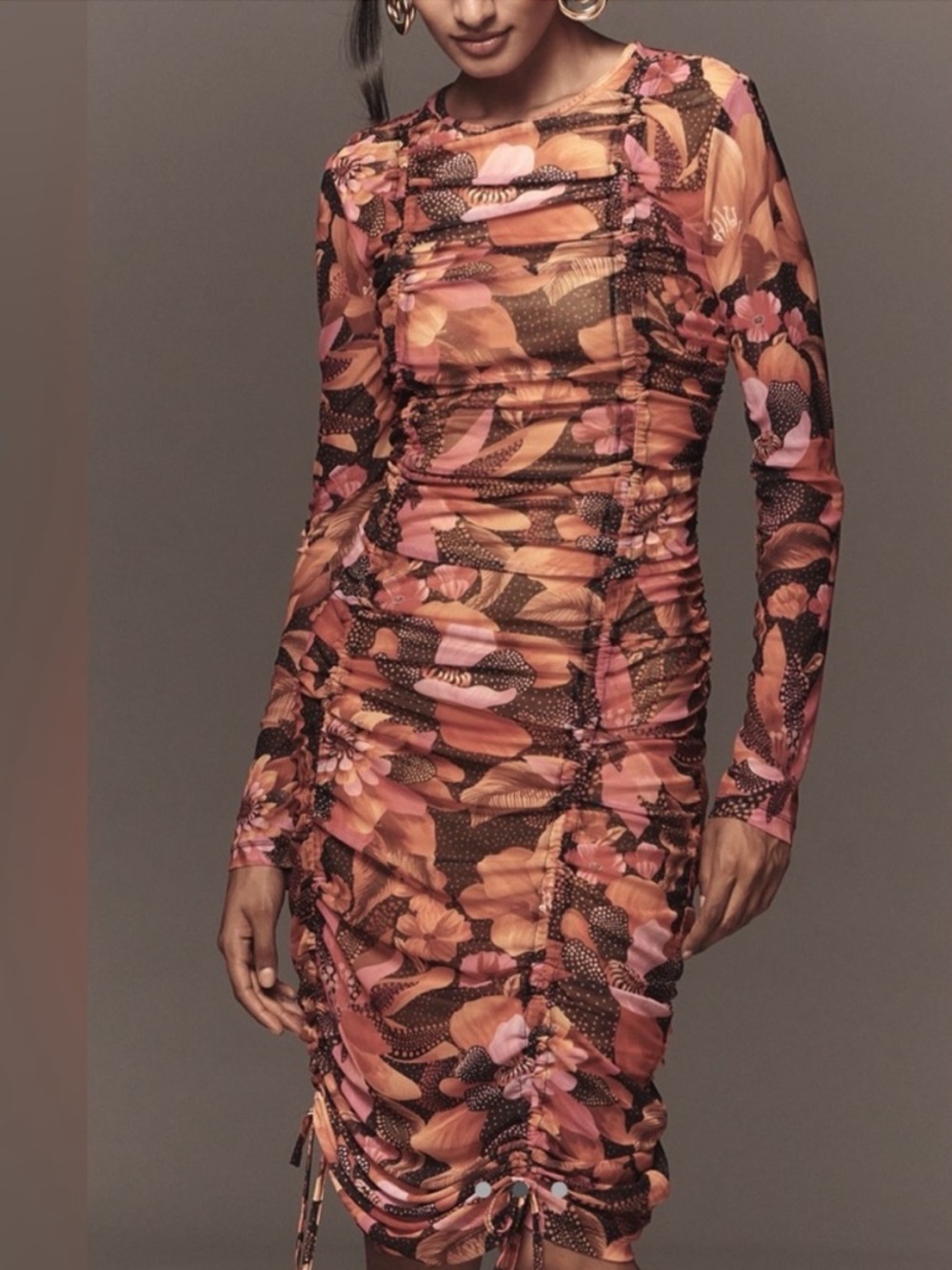 Farm Rio NWT Ruched Floral Midi Dress - Picture 2 of 7